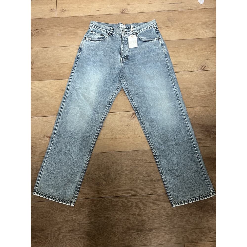 RE/DONE Big & Baggy Stretch High Rise washed out Indigo Straight Leg Jeans 33